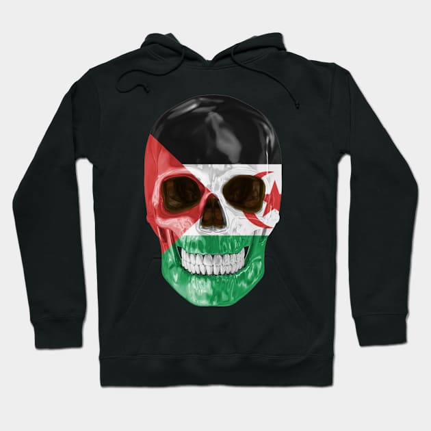 Western Sahara Flag Skull - Gift for Western Saharan With Roots From Western Sahara Hoodie by Country Flags